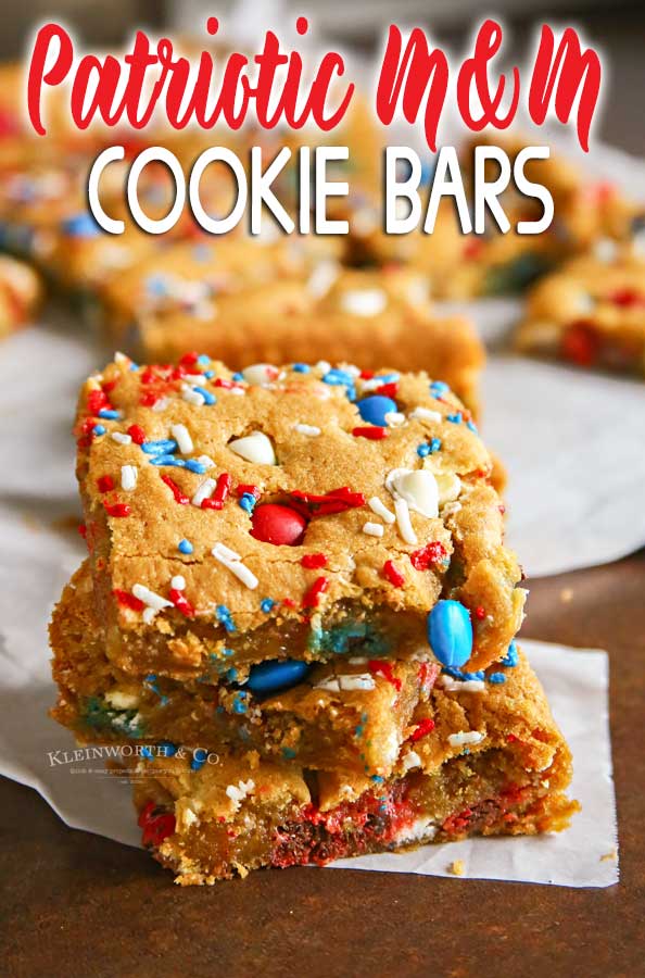 Patriotic M&M's Cookie Bars