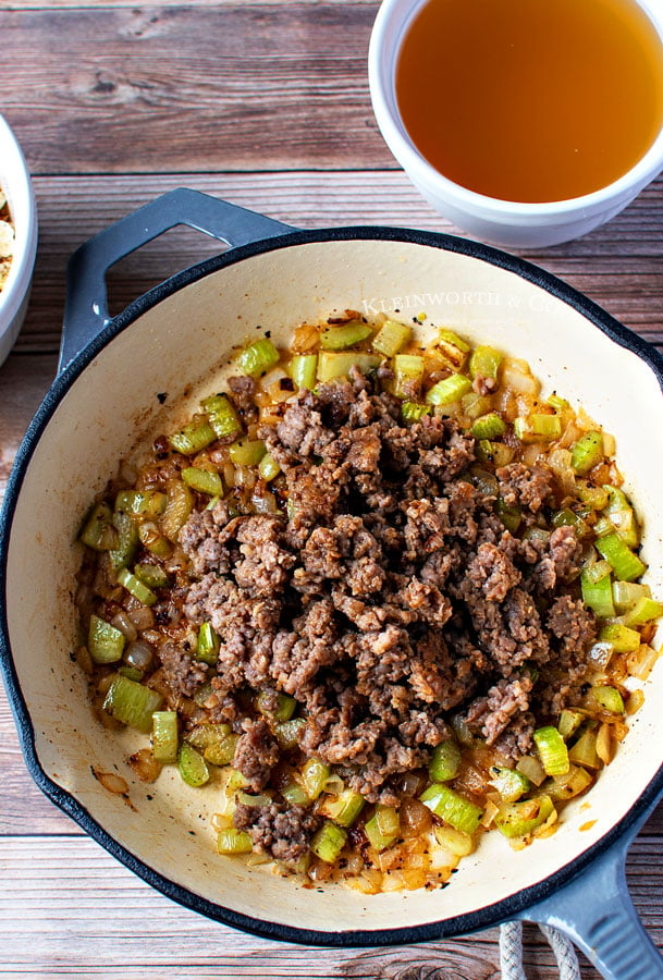 stuffing - cooked veggies with pork