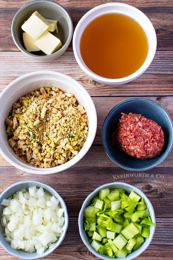 Ingredients to make Sausage Stuffing