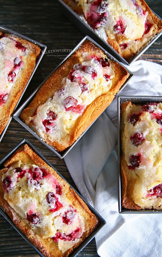 5 mini loaves of cranberry quick bread