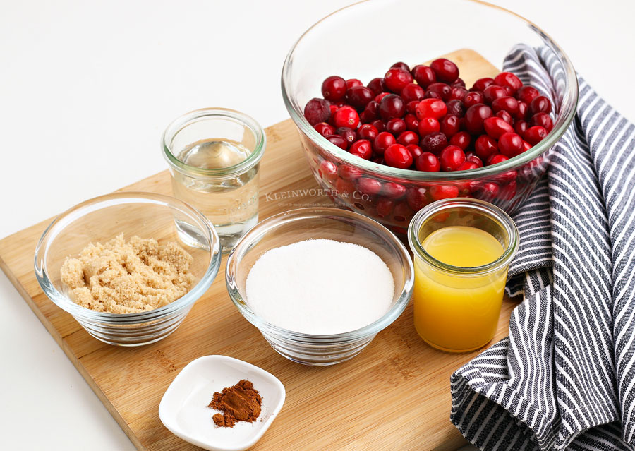 ingredients for cranberry sauce