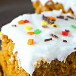 Easy Pumpkin Cake Recipe topped with Cream Cheese Frosting