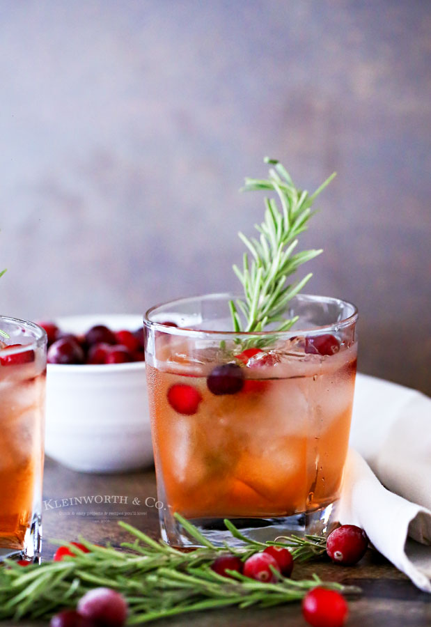 Apple Cranberry Spritzer with rosemary