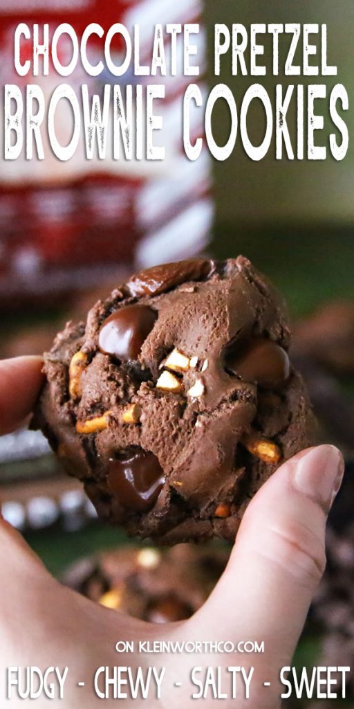 Soft & Chewy Chocolate Pretzel Brownie Cookies