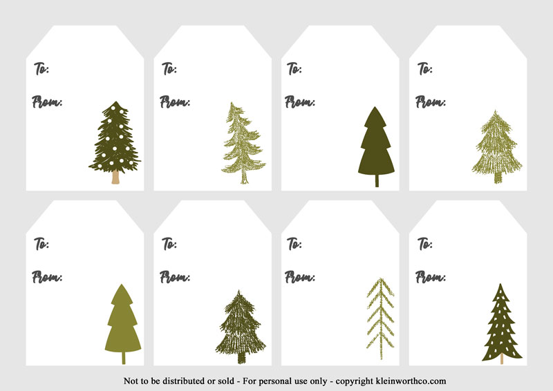 hand drawn Christmas trees - tags
