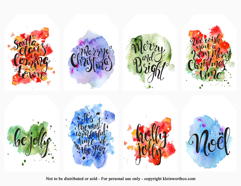 hand lettered watercolor splash tags