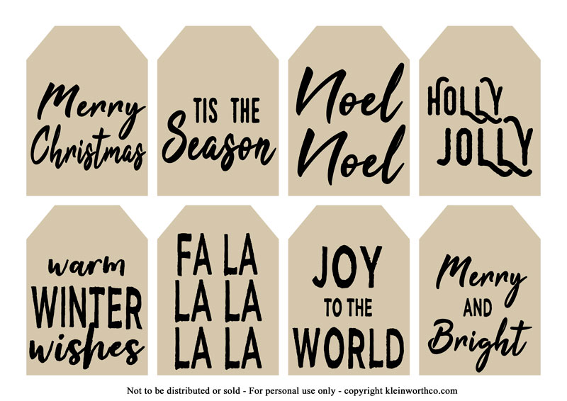 Holiday Sayings gift tags