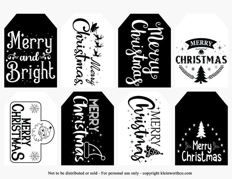 Kraft design Black and White Christmas Gift Tags - Printable at