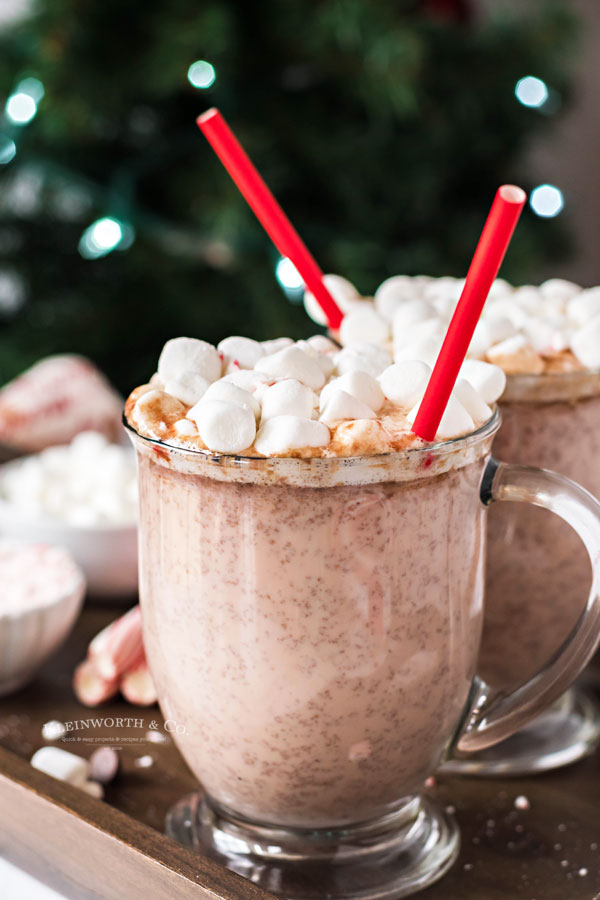 Peppermint Hot Chocolate with marshmallows