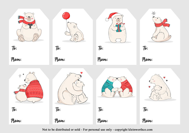 polar bear gift tags