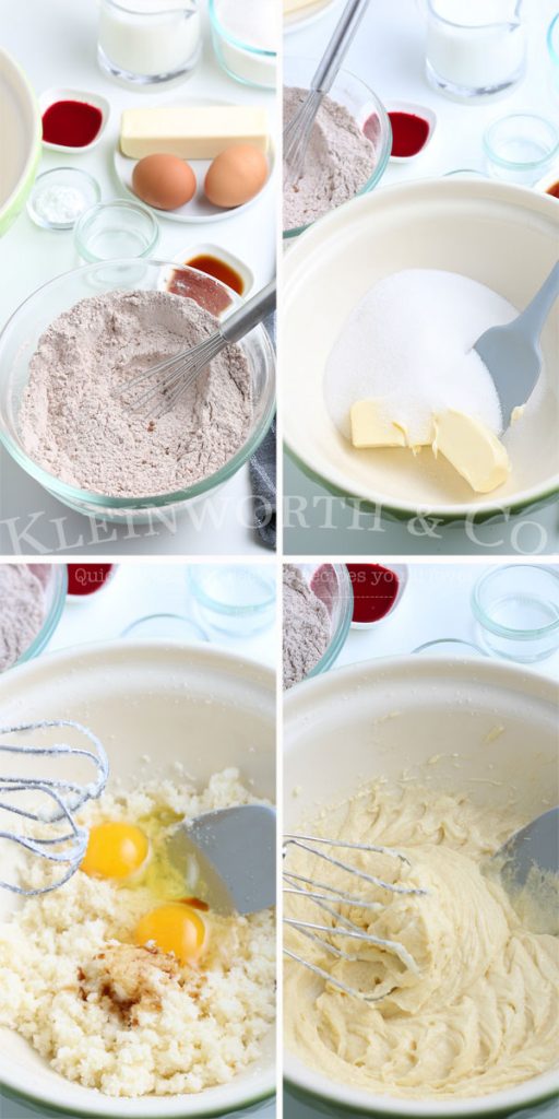 steps 1-4 to make red velvet cupcakes