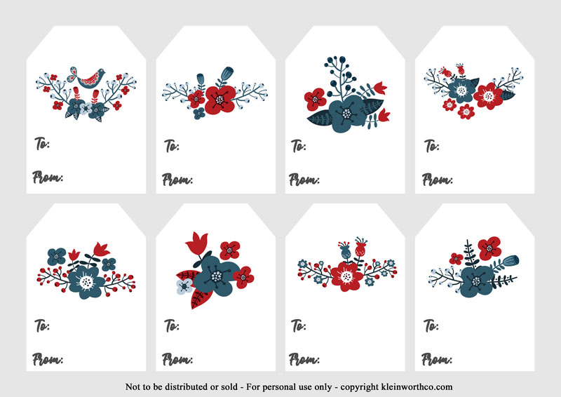 Floral Scandinavian gift tags