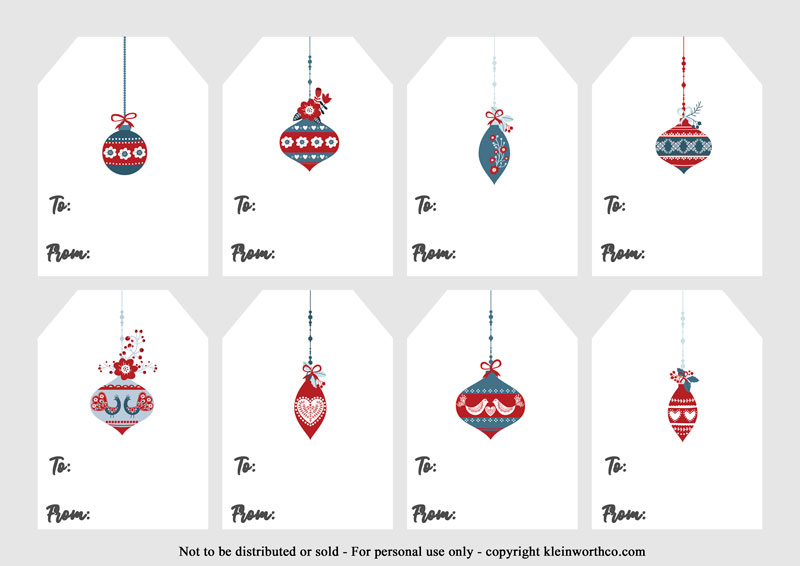 Scandinavian Ornaments - gift tags