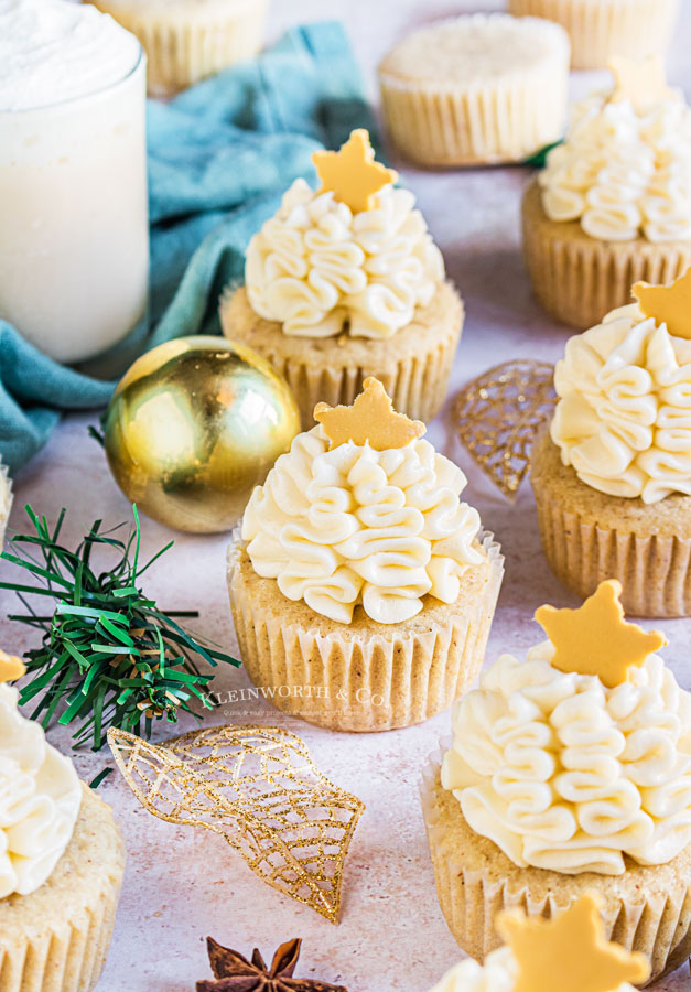 Spiced Eggnog Cupcakes with Eggnog Frosting for Thanksgiving