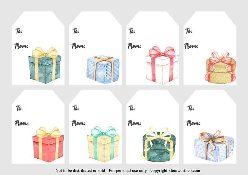 Watercolor Presents gift tags