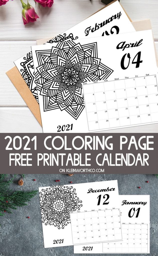 2021 Mandala Coloring Page Calendar Free Printable