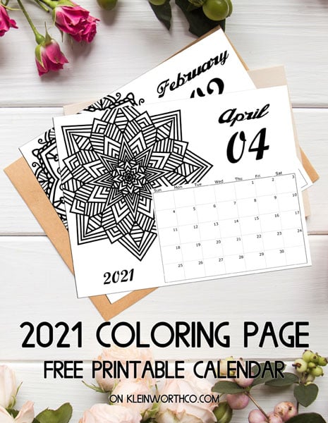 2021 Mandala Coloring Page Calendar Free Printable