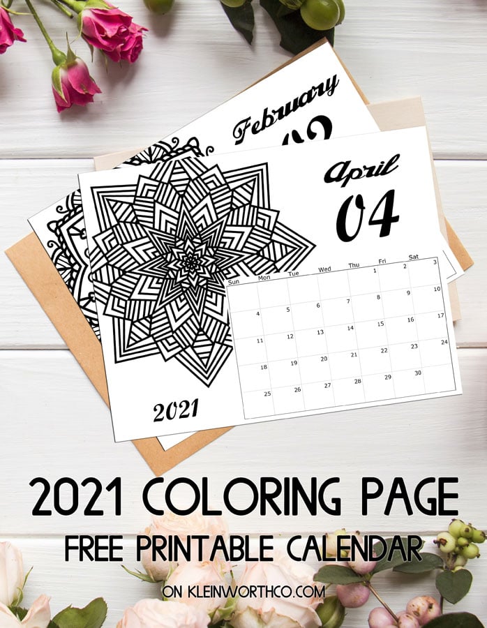 2021 Mandala Coloring Page Calendar Free Printable