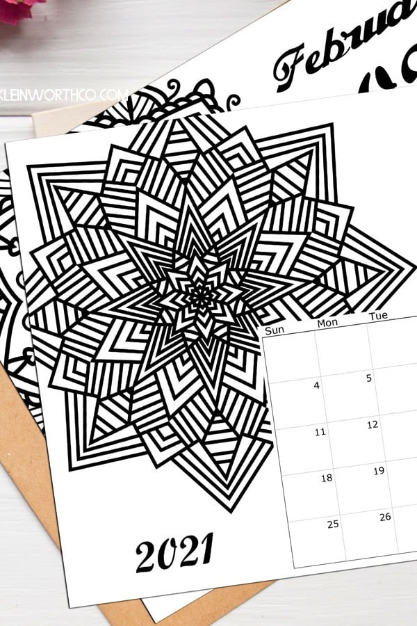 2021 Coloring Page Calendar Printable