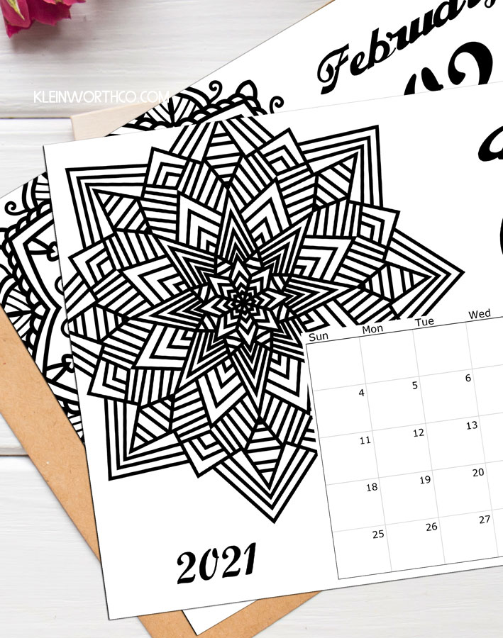 2021 Coloring Page Calendar Printable