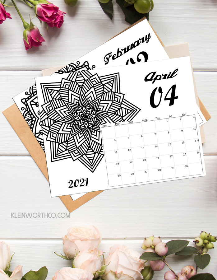 2021 Coloring Calendar Free Printable