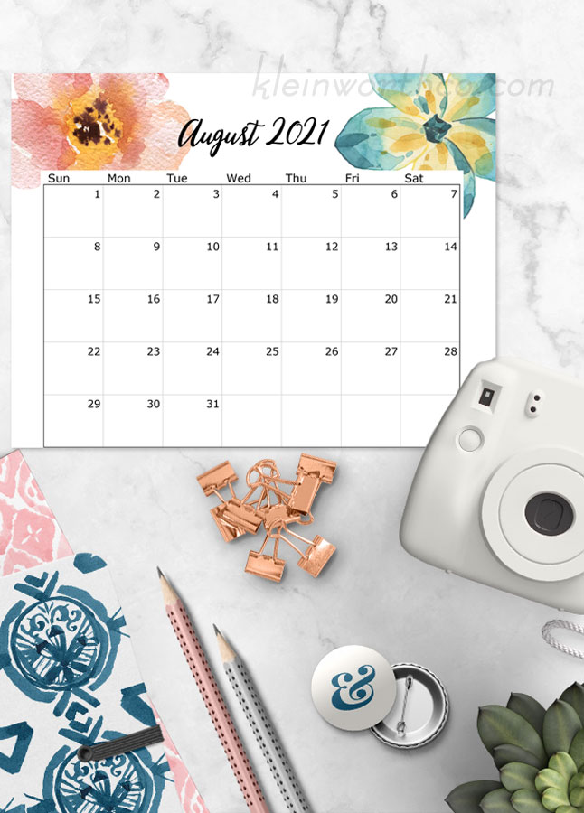 free floral calendar - printable 2021