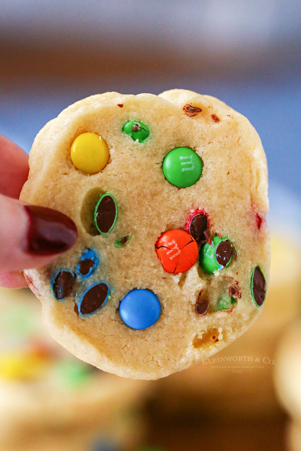 Easy slice and bake cookies with mini M&M's