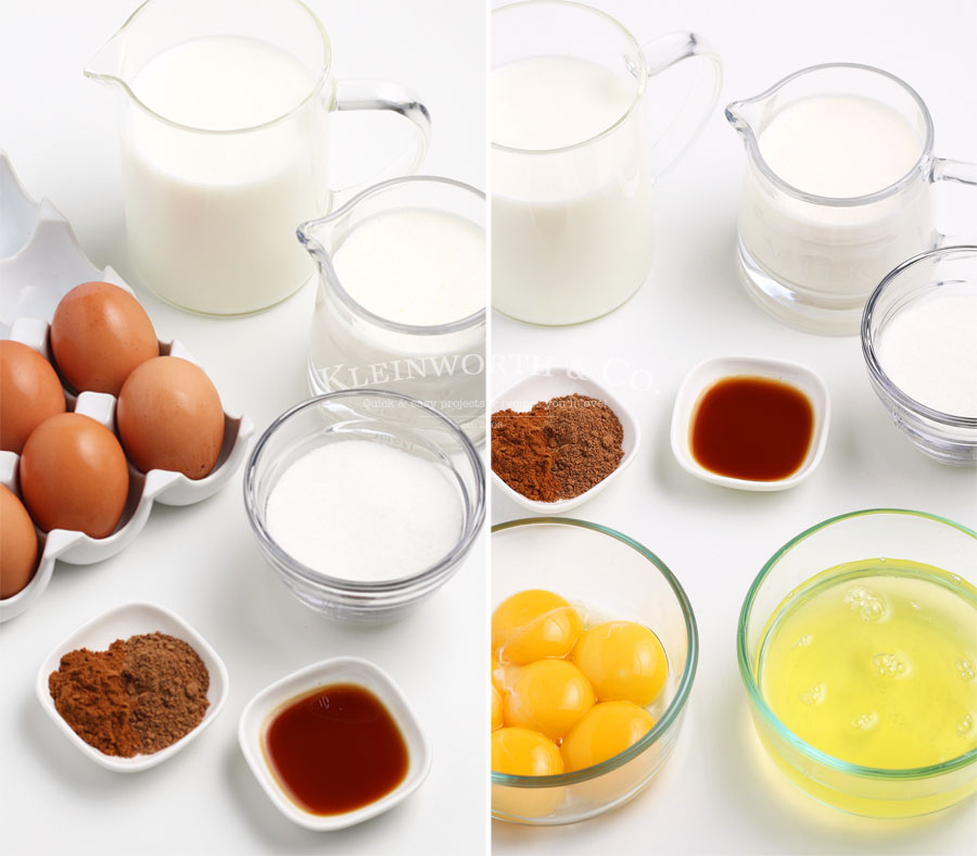 Ingredients to make Non-Alcoholic Eggnog