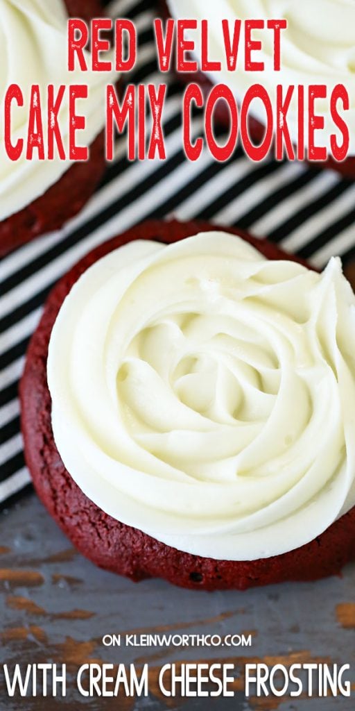 Red Velvet Cake Mix Cookies with cream cheese frosting