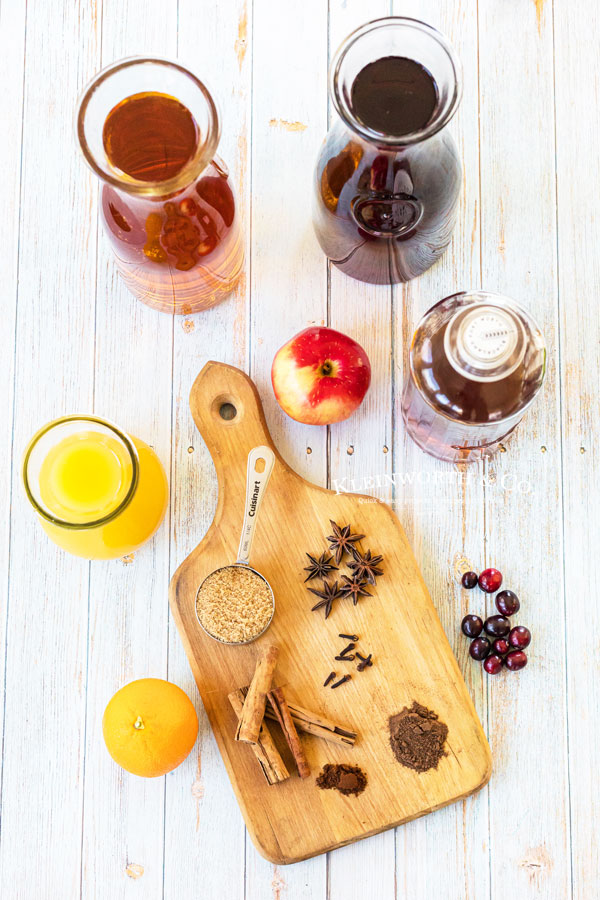 Ingredients to make Slow Cooker Wassail