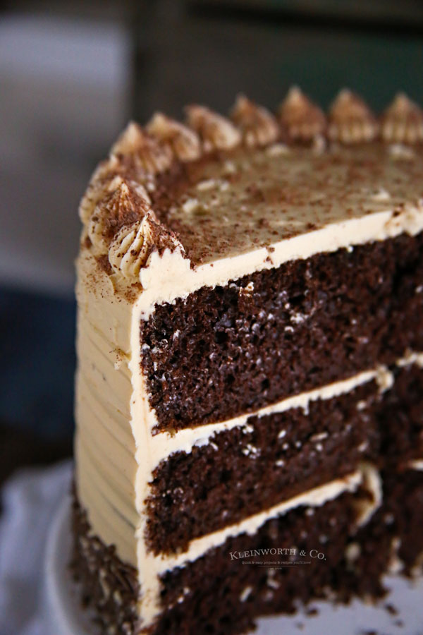 coffee frosting on chocolate cake