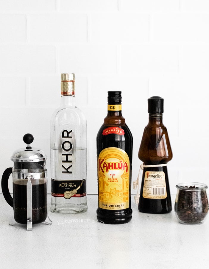 ingredients for Espresso Martini Recipe