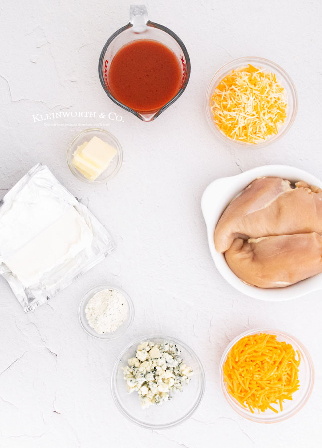 ingredients for Instant Pot Buffalo Chicken Dip