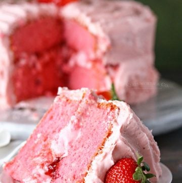 slice of strawberry cake