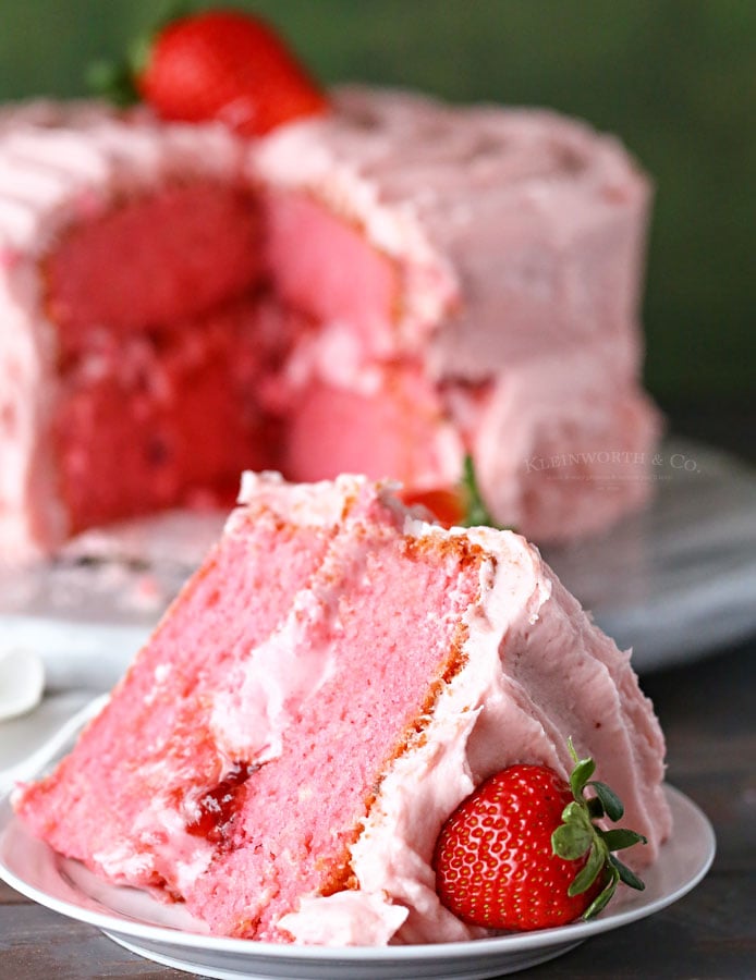 slice of strawberry cake