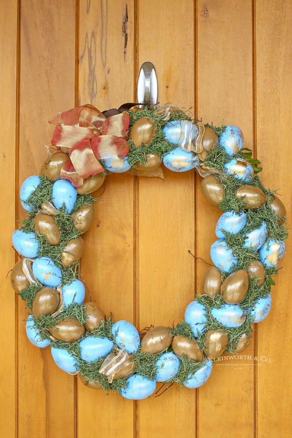 Painted Blue & Gold Easter Wreath