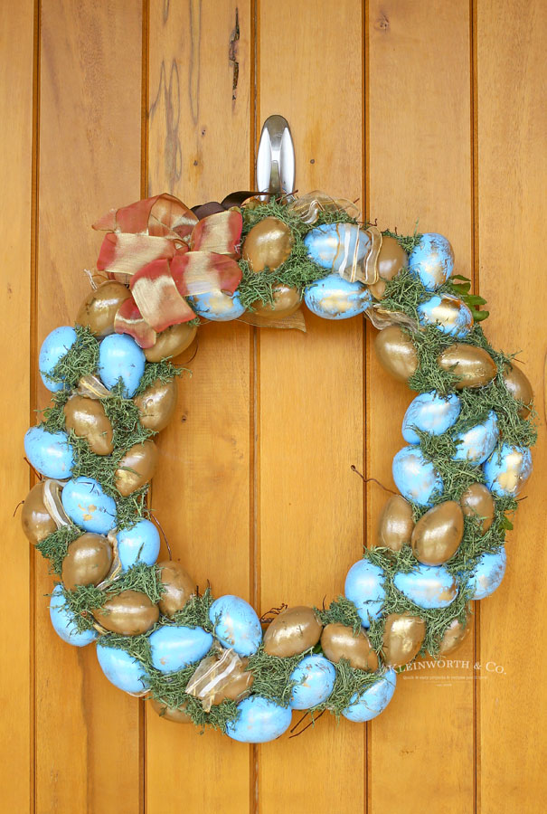 Painted Blue & Gold Easter Wreath