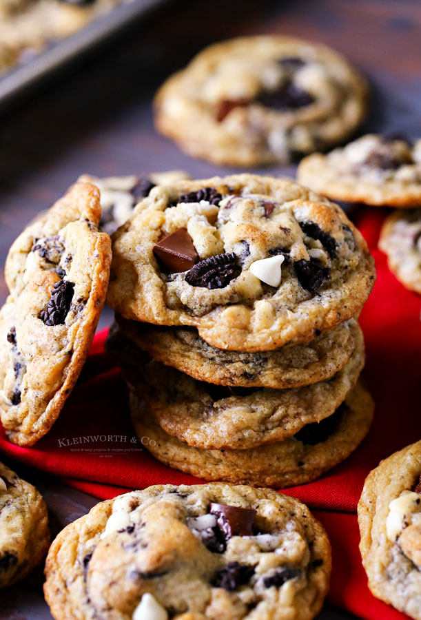 soft and chewy cookies with oreo cookies