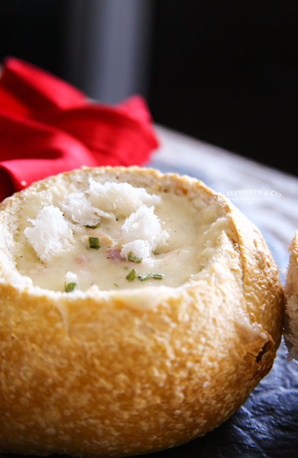 sourdough bread bowl - clam chowder