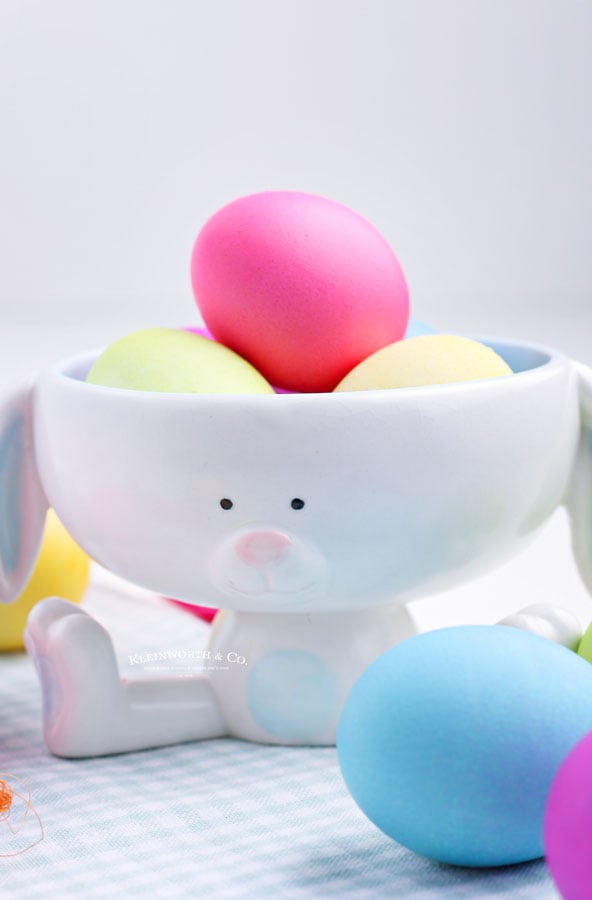 easter eggs in a bunny bowl