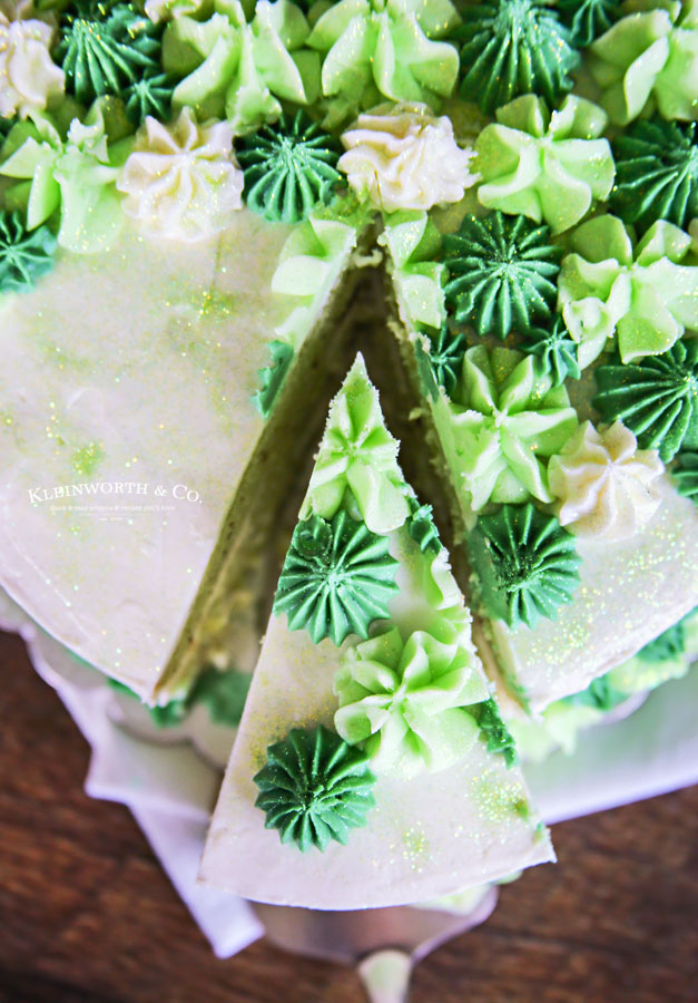 green decorated cake