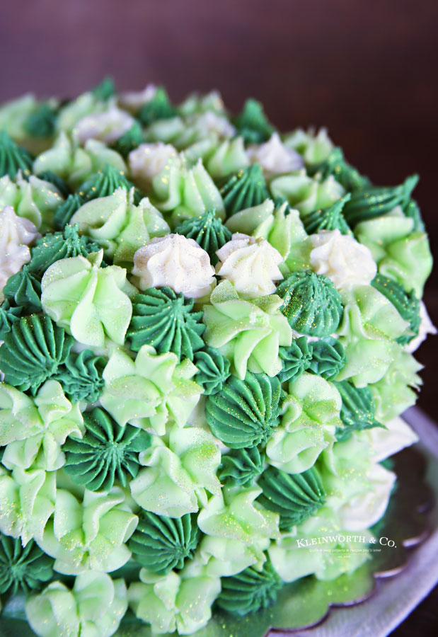 green cake with buttercream frosting