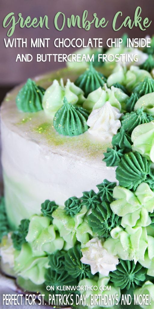 Green Ombre Mint Chocolate Chip Cake