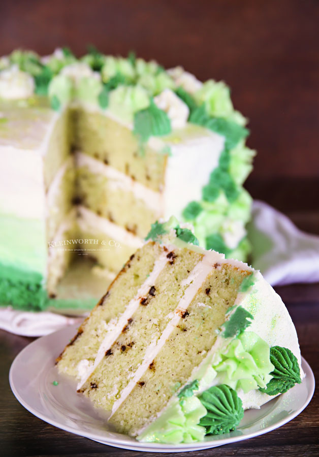 slice of mint chocolate cake