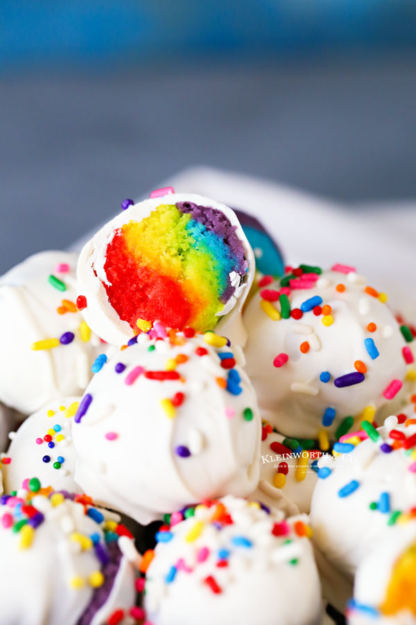 cake mix truffles - rainbow