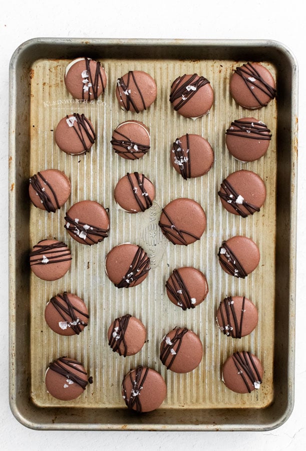 decorated chocolate macarons