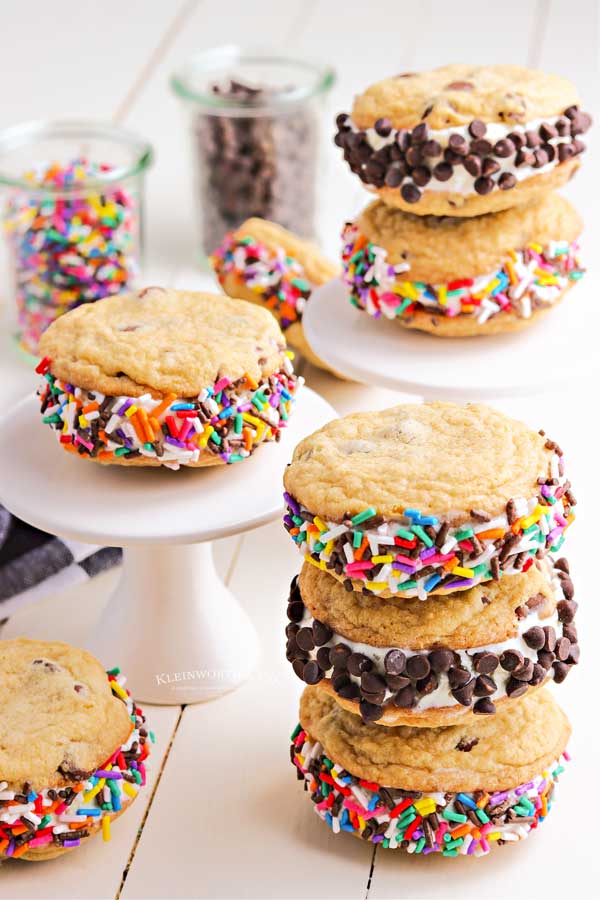 sprinkles and chocolate chip ice cream sandwiches