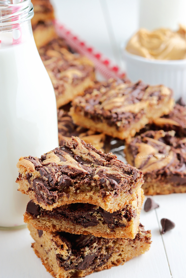 stack of peanut butter cookie bars