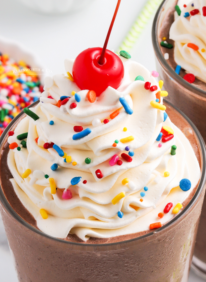 rainbow sprinkles on milkshake