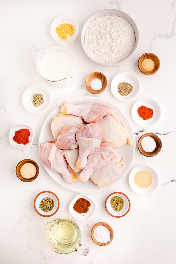 ingredients for Buttermilk Fried Chicken